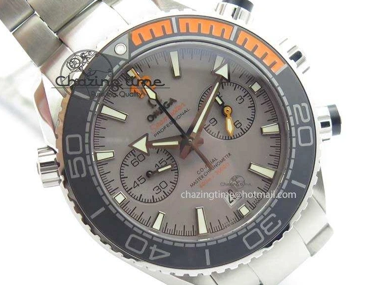 0412 Planet Ocean Master Chronometer Chrono SS OM 1:1 Best Edition Gray Dial On SS Bracelet A Reliable 8180